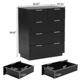 Black P2 Particle Board and Density Board 724194cm Wavy Pattern Drawer Front Four-Level Five-Drawer 56913658