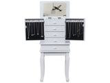 Standing Jewelry Armoire with Mirror, 5 Drawers & 14 Necklace Hooks, Jewelry Cabinet Chest with 96096796