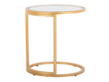 Round Zenn End Table in Gold Metal with Clear Glass Table Top B202P223394