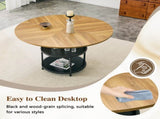 47.3-inch diameter modern splicing circular dining table - double-layer storage, wood and black W1151P428201