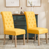 ZNTS Habit Solid Wood Tufted Parsons Dining Chair, Set of 2, Yellow T2574P164546