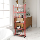 Red 6-Tier Rolling Cart Gap Kitchen Slim Slide Out Storage Tower Rack with Wheels,6 W2167P195981