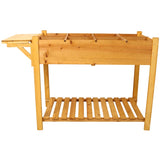 8 Pockets Horticulture Raised Garden Bed Elevated Wood Planter Box Stand with Foldable Side Table 91070442