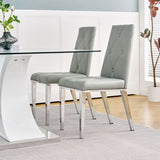 Modern simple light luxury dining chair Grey chair Home bedroom stool back PU electroplated chair W210122522