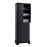 ZNTS Storage Cabinet with 2 Doors and 4 Drawers for Bathroom, Office, Adjustable Shelf, MDF Board with WF302825AAB