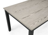 6pc Dining Set Rectangular Table Features Weathered Gray Finish Wood Grain Wide Slat Backs Padded B2741P411550