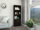 Simma Bookcase, Metal Hardware, Three Shelves, Double Door Cabinet -Black B20091981
