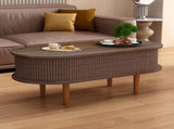Fluted Lift Top Coffee Table with Hidden Compartment, Wooden Center Table, Modern Oval Lift Tabletop 32995757