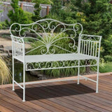 White Garden Bench,Outdoor Patio Bench with Armrests 47237753