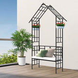 Metal Garden with Bench Turned into Flower Stand W58.07*H97.24 Climbing Plants Support Rose 04163726