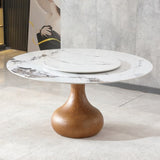 Modern Marble Dining Table, 59" Round Sintered Stone Table for Dining Room, Kitchen, Dinette, 84533567
