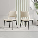 Modern minimalist white PU leather Dining Chairs Set of 2, comfortable backrest design, metal leg W1727P251121
