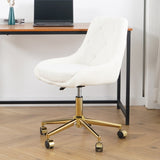 Modern teddy fleece fabric with gold legs living room furniture dining chair, soft and comfortable, W210127514