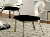 Set of 2 Microfiber and Metal Side Chairs in Silver and Black Finish B016P156809