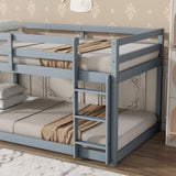 ZNTS Solid Wooden, Solid Rubber Wooden Twin over Twin Loft Bed with Ladder, with Bed Platform of W504P191663