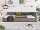 Upholstered Daybed with 2 Storage Drawers Twin Size Sofa Bed Frame No Box Spring Needed, Linen 55807837