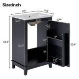 20 Inch Modern Small Bathroom Vanity Cabinet With Ceramic Basin- 20*14.5*33.3 Inches,Ample N729P170386B