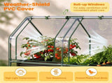 4 x 2 x 3 FT 3-in-1 Galvanized Raised Garden Bed with PVC Greenhouse Cover, Metal Elevated Planter 12288308