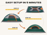 4 Person Waterproof Camping Tent with Rainfly, Easy Setup Dome Tent with Mesh Windows & Skylights, 32540810