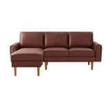 ZNTS 82.2"L-Shape Sofa Couch with Chais Mid-Century Copper Nail on Arms,strong wooden leg and suede W1825P147946