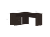 L-Shaped Desk, Keyboard Tray, Two Drawers, One Open Shelf, Black B097133035