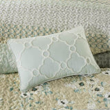 6 Piece Cotton Quilt Set with Throw Pillows Green King/Cal King B03597466