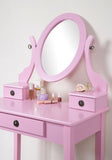 ZNTS Makeup Vanity Table and Stool Set, Pink 30821917