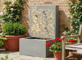 30.71"H Light Gray Metal Leaf Cutout Outdoor Water Wall Fountain with LED Lights, Modern Waterfall N765P355061G