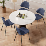 Set of 4 Upholstered PU Leather Dining Chairs Mid-Century Modern Dining Chairs with Curved Backrest W3010P291313