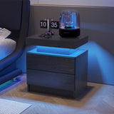 Nightstand LED Bedside Table Cabinet Lights Modern End Side with 2 Drawers for Bedroom W2178P287898