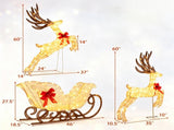 3-Piece Christmas Reindeer & Sleigh Decoration Set, 280 LED Warm/Cold White Lighted Holiday 33325187