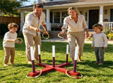 Wooden Ring Toss Game with Storage Bag, Tool-Free Assembly Outdoor Yard Game with Hemp Rope Rings, 55907238