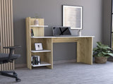 Writing Desk, Four Shelves, White / Pine B097133191