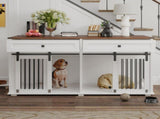 63'' Large Dog Crate Furniture for Double Dog, Wooden Dog Kennel with 2 Drawers,Divider and Sliding 39155818