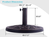 18" Bronze Umbrella Base - Heavy-Duty ResinSteel Upright, 30lbs Stable Round Design with Hand-Turn 64002827