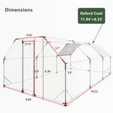 10 ft. x 20 ft. Galvanized Large Metal Walk in Chicken Coop Cage Farm Poultry Run Hutch Hen House 24183316