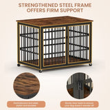 Furniture style dog crate wrought iron frame door with side openings, Rustic Brown, 43.3''W x W1162119831