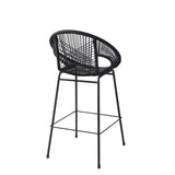 Ferrara Outdoor Patio Black Faux Wicker Barstool, Set of 2 N775P266222B