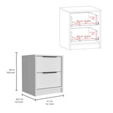Kaia Nightstand , End Table, Side Table Two Drawers, Metal Handle -White B20091876