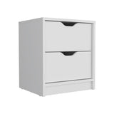 Double Drawer Nightstand 19"H, Bedside Table, White B097133026