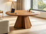 Small Round Conference Table, Durable Meeting Table with Reinforced Tabletop 10870927