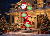 9.2 FT Hanging Christmas Inflatable with 3 Climbing Santas & Gift Bags, Built-in LED Lights Blow Up 57707693