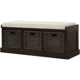 ZNTS TREXM Rustic Storage Bench with 3 Removable Classic Rattan Basket , Entryway Bench with Removable WF193443AAB