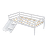 ZNTS Twin Low Loft Bed with Slide, Ladder, Safety Guardrails, No Box Spring Needed,White W504P145269
