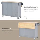 ZNTS Rolling Mobile Kitchen Island with Solid Wood Top Locking Wheels,52.7 Inch Width,Storage Cabinet 70466023