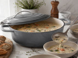 Stainless Steel Handle 7.5QT Round Enamel Pot Black-to-Grey Gradient 68652610