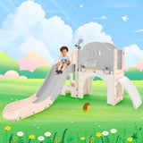 ZNTS Kids Slide Playset Structure 7 in 1, Freestanding Spaceship Set with Slide, Arch Tunnel, Ring Toss PP319756AAH