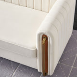 Contemporary Velvet Sofa Couch 84.25''W for Living Room, Beige W57946164
