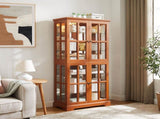 Curio Display Cabinet, Antique Display Cabinet with Glass Doors Adjustable Shelves for Collectibles W2275P292662