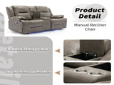 2 Seater Home Theater Recliner Manual Recliner Chair with a LED Light Strip Two Cup Holders and a WF323622AAE